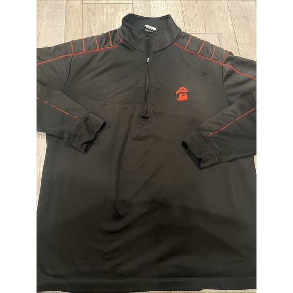 Rare Nike Golf Sweater Jacket Men XL Black Red 1/4 Zip Pullover Dri Fit tiger - Picture 1 of 7